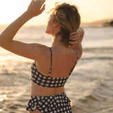 Rise Bikini Top, Island Time Black and White