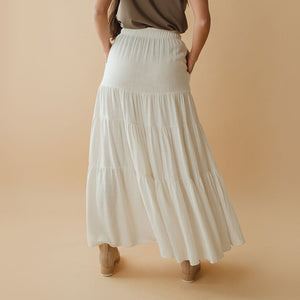 Maxi Tiered Skirt, Natural