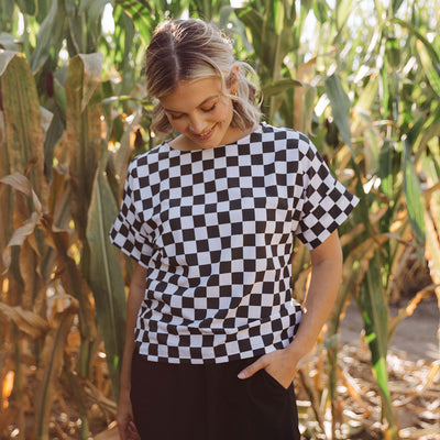 Boss Tee, Black and White Check