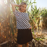 Boss Tee, Black and White Check