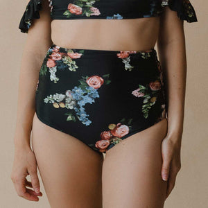 Rose Black Ruched High-Waisted Bottoms