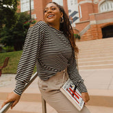 The Coco Long Sleeve, Olive Stripe