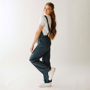 BYU Audrey Trouser Overalls, Blue Check