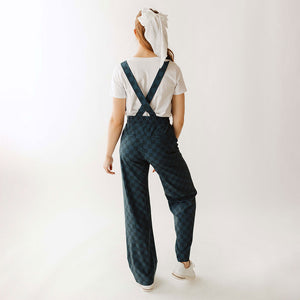BYU Audrey Trouser Overalls, Blue Check