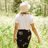 Basic Crew Neck Tee, White Bamboo Graphic