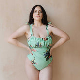 Ruched Bow One-Piece, Rose Mint