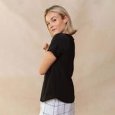 Ribbed Basic Crew Neck Tee, Black