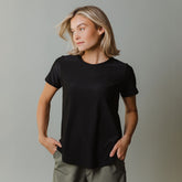 Ribbed Basic Crew Neck Tee, Black