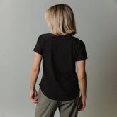 Ribbed Basic Crew Neck Tee, Black