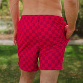 Wind and Sea Shorts 5" Inseam, Magenta Check