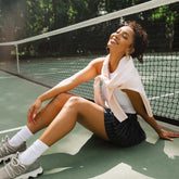 Tie Breaker Tennis Skirt, Navy Pinstripe