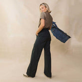 Audrey Trouser, Navy Pinstripe