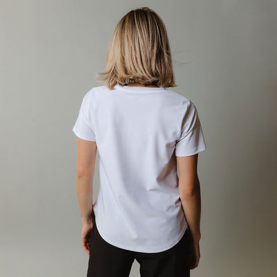 Ribbed Basic Crew Neck Tee, White