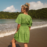 Smocked Dress, Green Eyelet