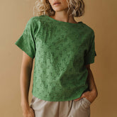 Boss Tee, Green Eyelet