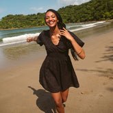 Smocked Dress, Black