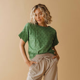 Boss Tee, Green Eyelet