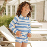 Mini Rash Guard and Shorts Set, Horizon Blue