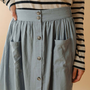 Maxi Button Skirt, Blue