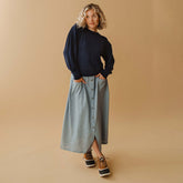 Maxi Button Skirt, Blue