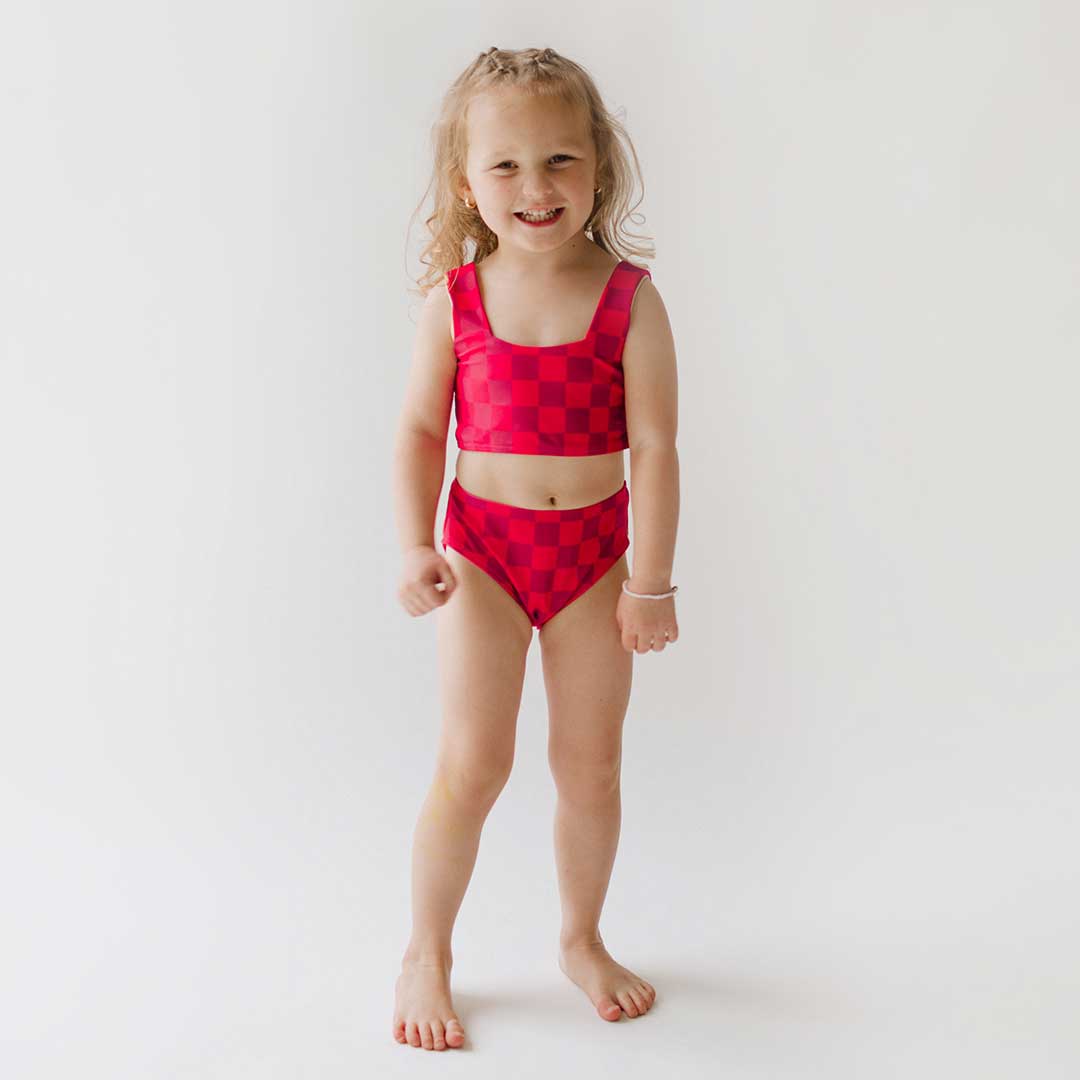 Mini Olivia Two-Piece Set, Green Check - Albion