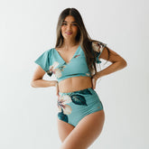 Turquoise Rica Cape Swim Crop