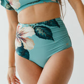 Turquoise Rica Ruched High-Waisted Bottoms