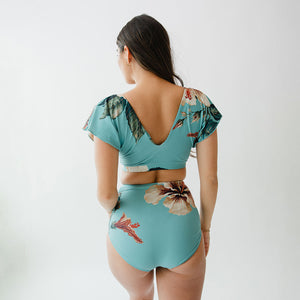 Turquoise Rica Ruched High-Waisted Bottoms
