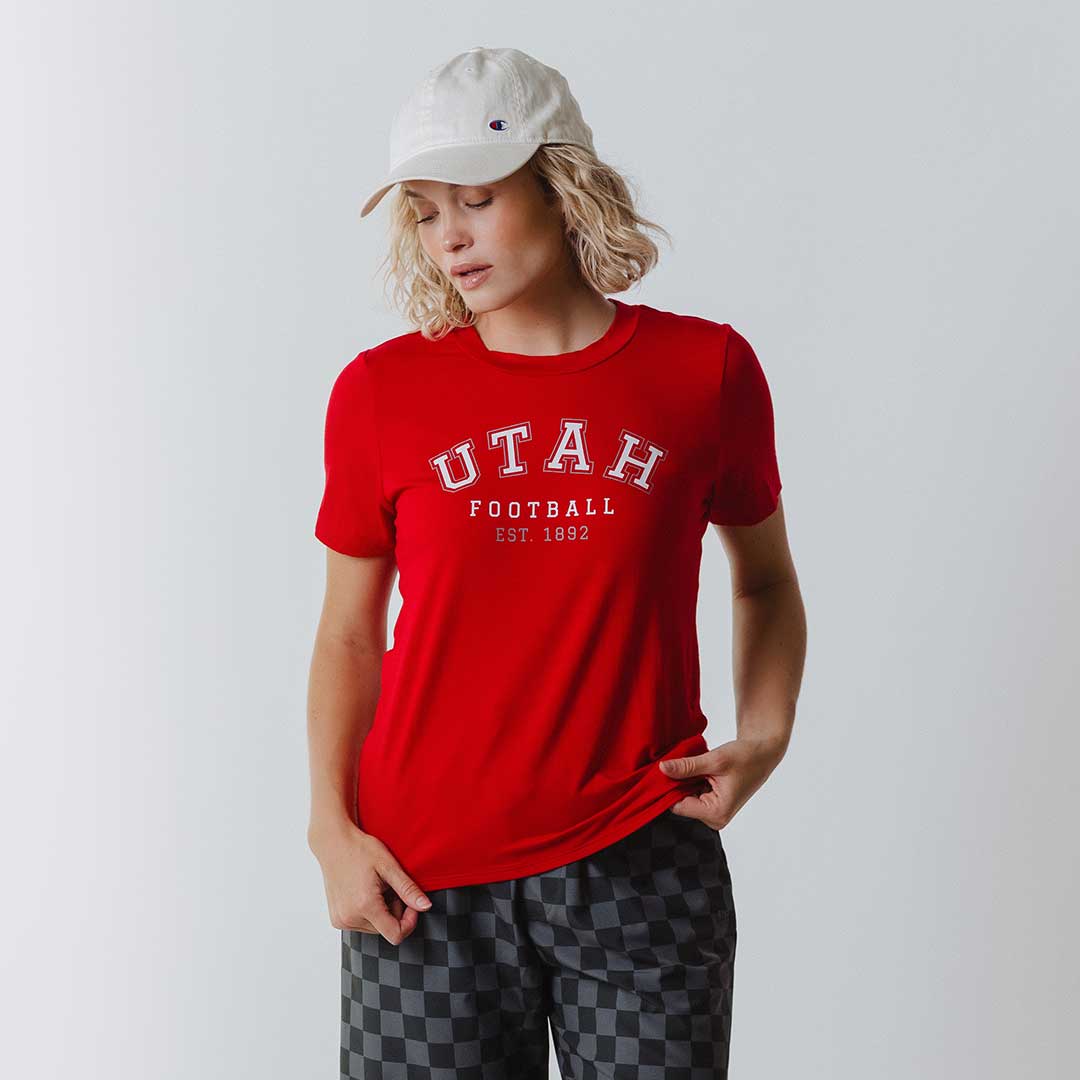 Utah Boyfriend Tee, Red Utah Football - Albion Fit