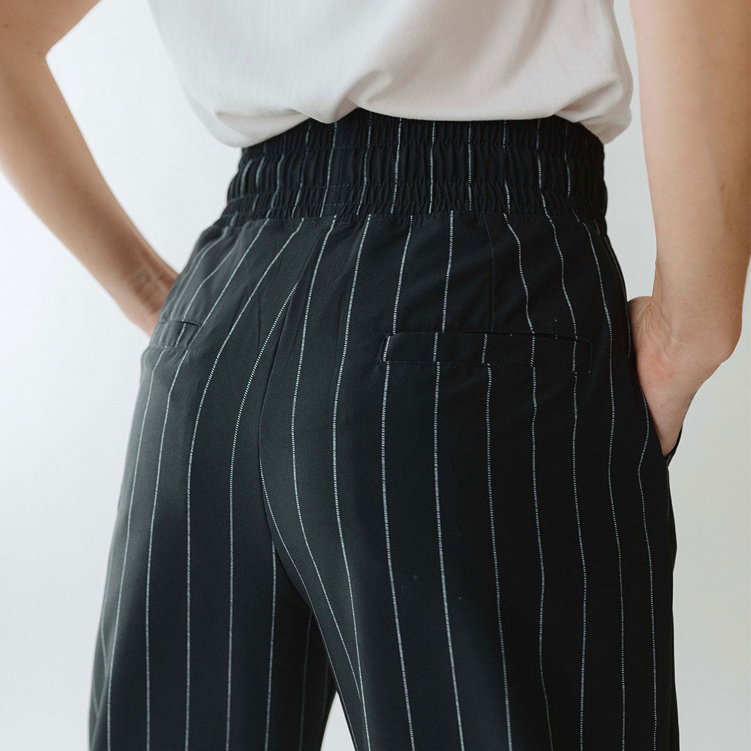 Tailored Audrey Trousers Black Pinstripe