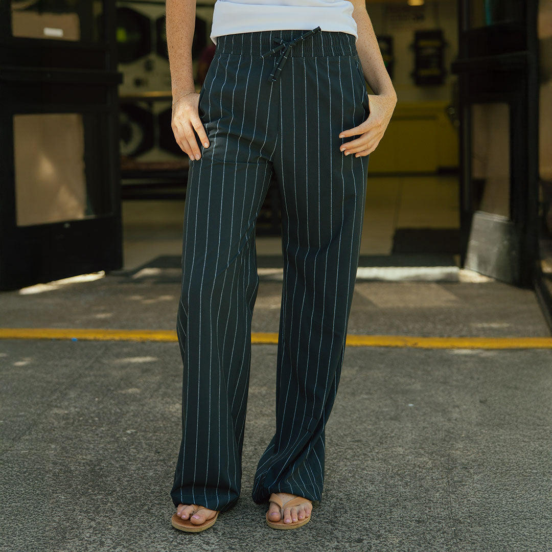 Audrey Trouser, Navy Pinstripe - Albion Fit