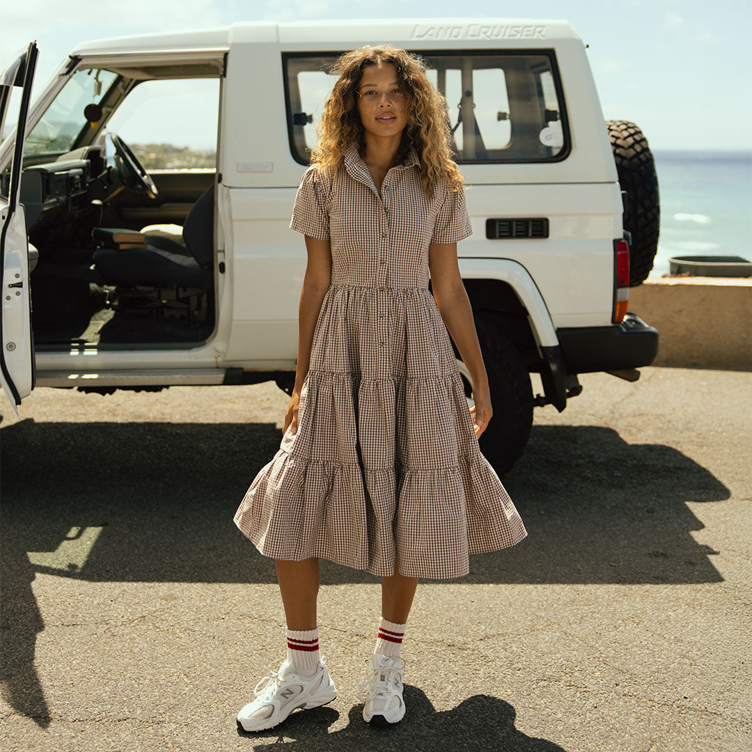 Arroyo Dress, Brown Gingham Arroyo Dress, Brown Gingham