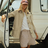 Harvest Shorts, Brown and White Stripe