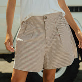 Harvest Shorts, Brown and White Stripe