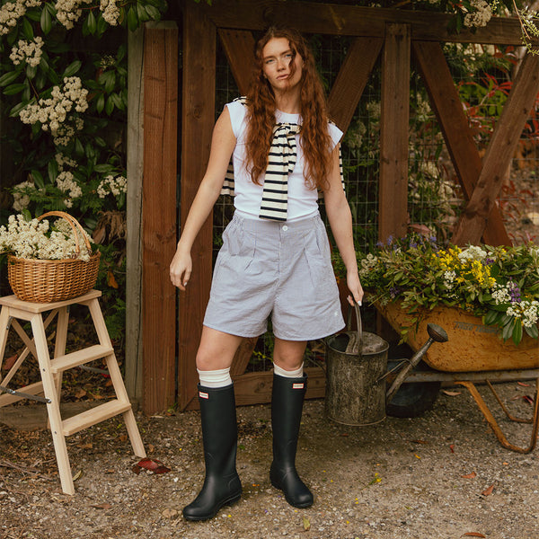 Harvest Shorts, Navy Seersucker - Albion Fit