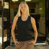 Ribbed Scoop Tank, Black