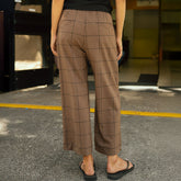 Audrey Mid Rise Wide Leg Pants, Brown/Black Windowpane