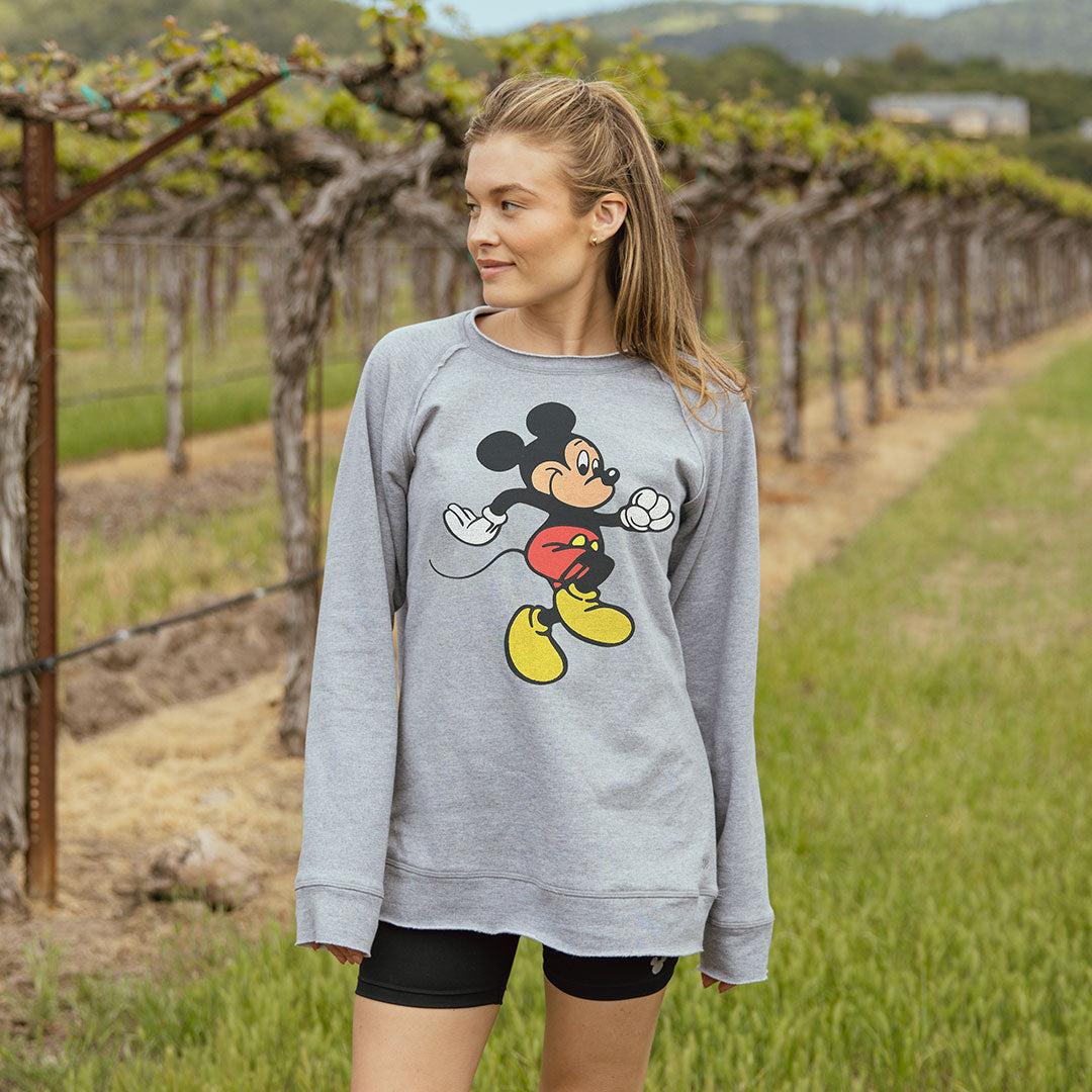 Disney Mickey Long Crew Sweatshirt, Grey - Albion Fit