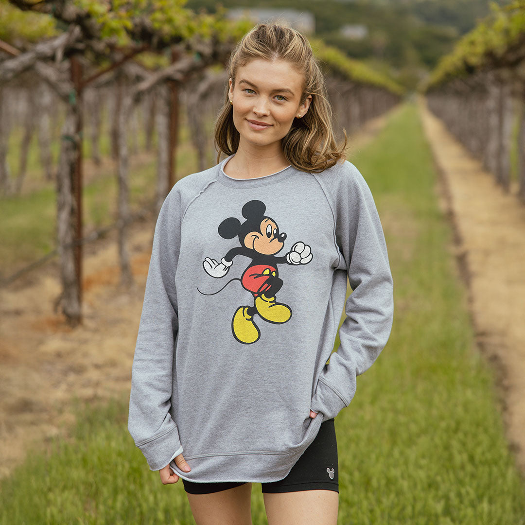 Disney Mickey Long Crew Sweatshirt, Grey - Albion Fit