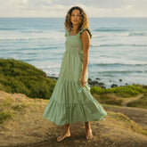 Verse Dress, Green and White Stripe