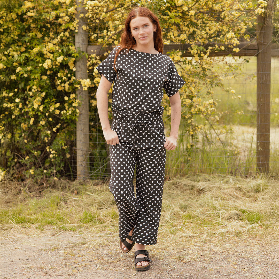 Disney Audrey Wide Leg Pants, Mickey Dot - Albion Fit