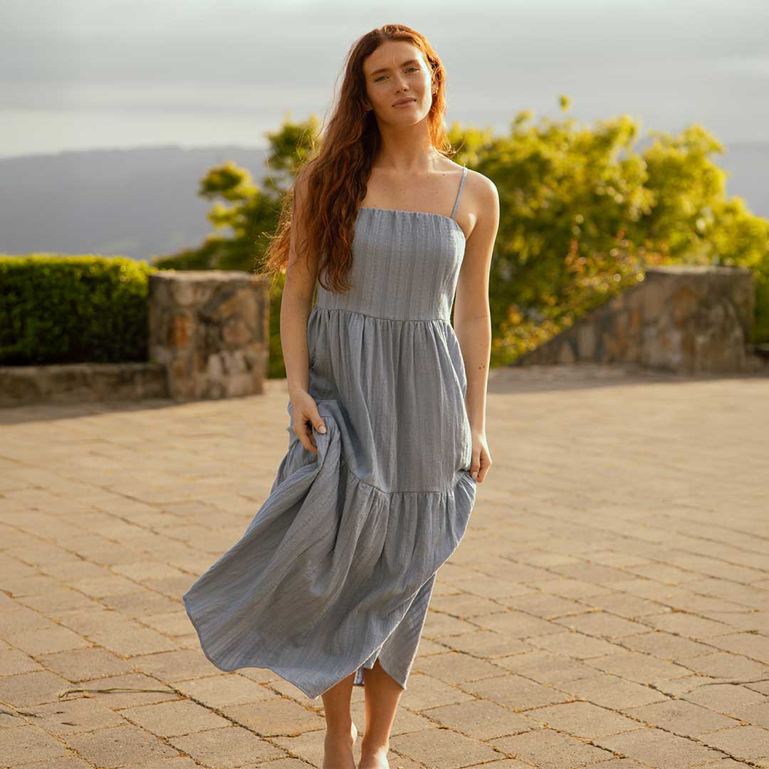 Cabo Midi Dress, Dusk Blue Cabo Midi Dress, Dusk Blue