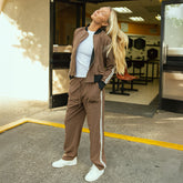 Trouser Track Pants, Coffee and Sugar Stripe