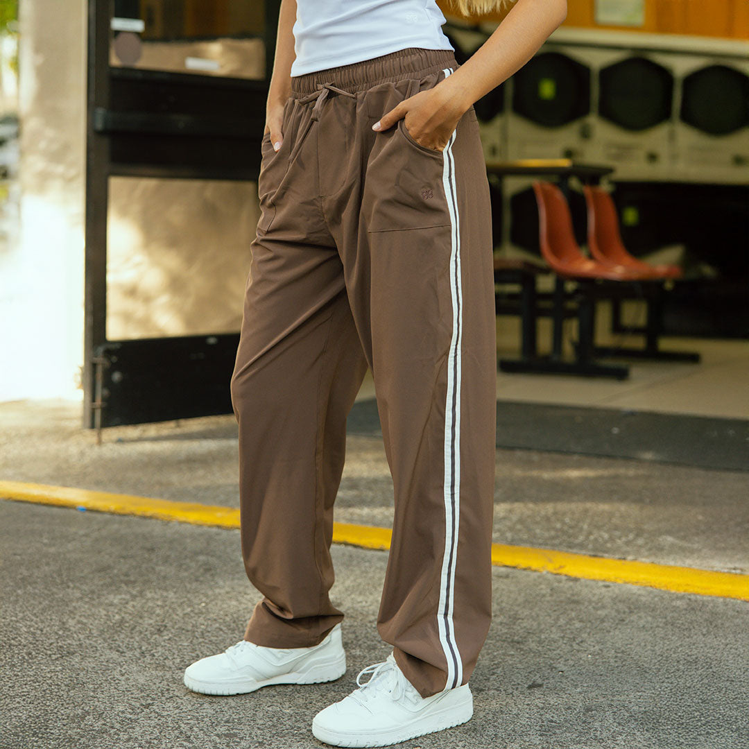 Trouser Track Pants, Coffee and Sugar Stripe - Albion Fit