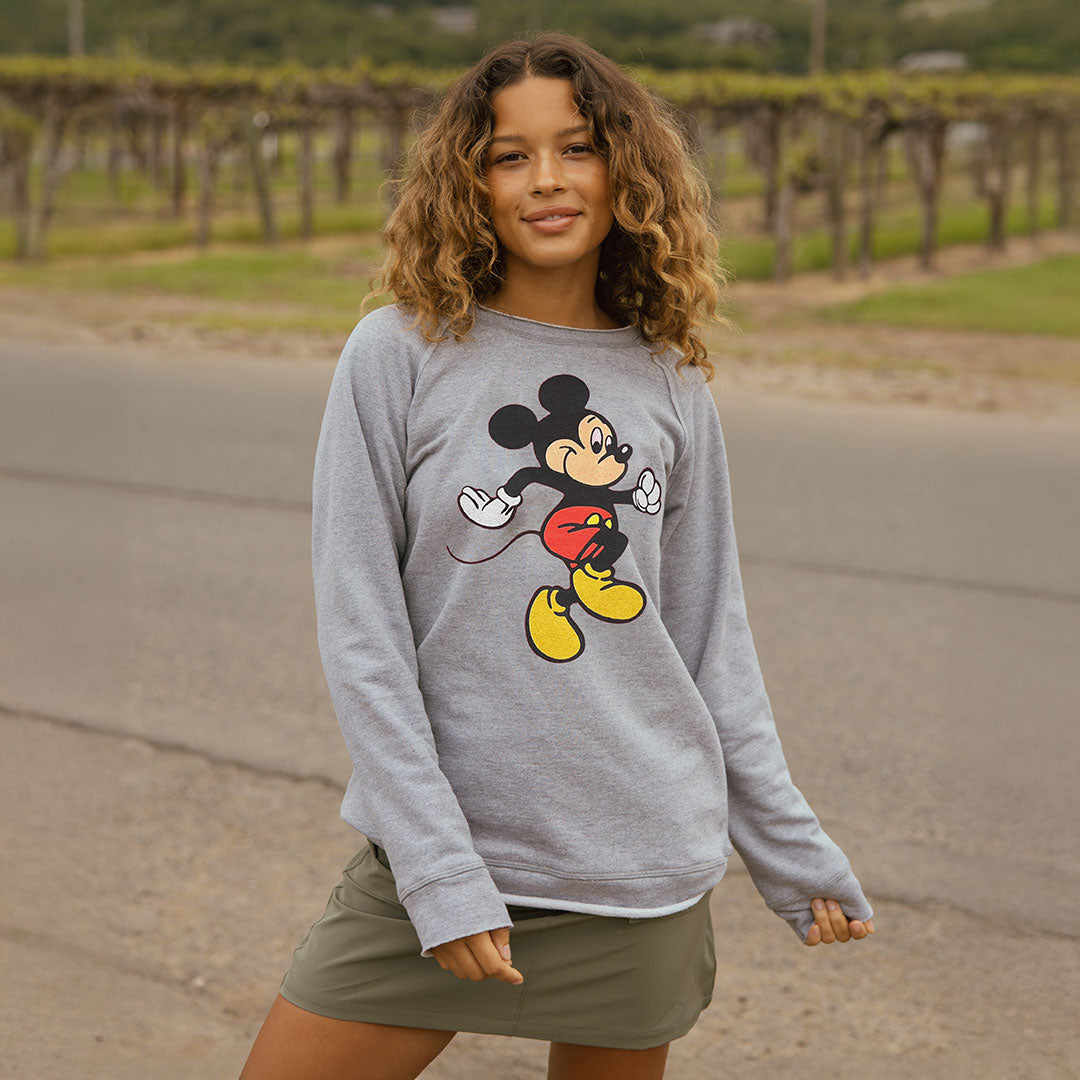 Disney Mickey Long Crew Sweatshirt, Grey - Albion Fit