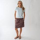 City Skirt, Brown/Blue Polka Dot