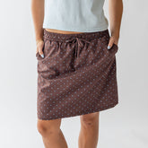 City Skirt, Brown/Blue Polka Dot