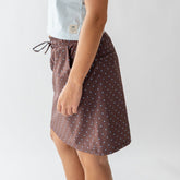 City Skirt, Brown/Blue Polka Dot
