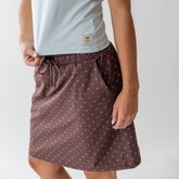 City Skirt, Brown/Blue Polka Dot