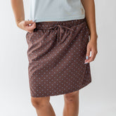 City Skirt, Brown/Blue Polka Dot